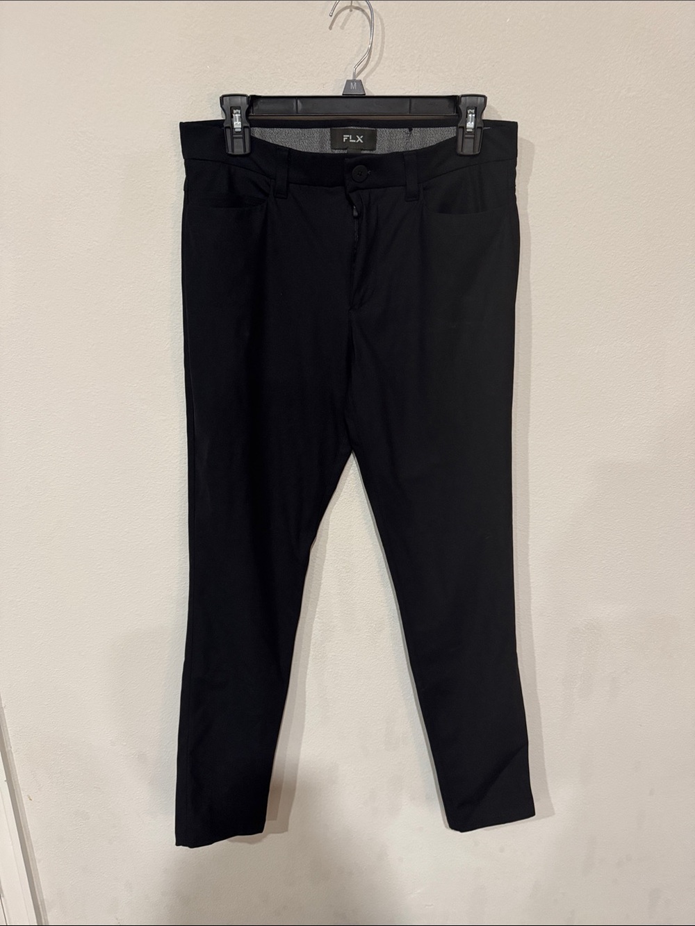 FLX Men's Black Dress Trousers - Slim Tailored Fit